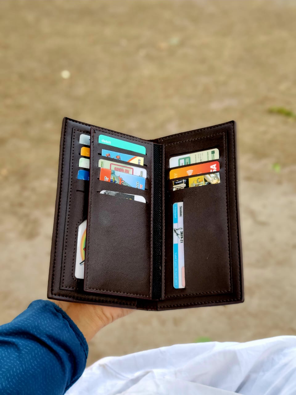 New Trendy PU Leather Long Wallet For Men Cash And Card Holder With Box.
